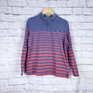 LL bean striped pullover red blue rugby cotton